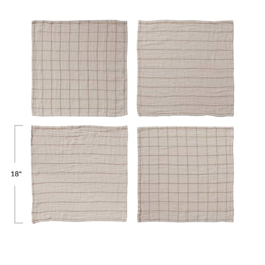 Hello Honey® Cream & Taupe Square Double Cotton Napkin Set